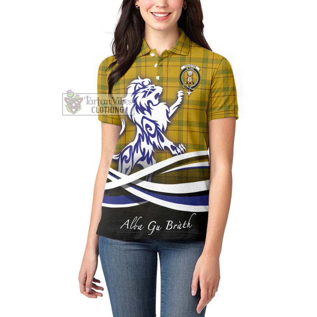 Houston Tartan Women's Polo Shirt with Alba Gu Brath Regal Lion Emblem - Tartanvibesclothing Shop