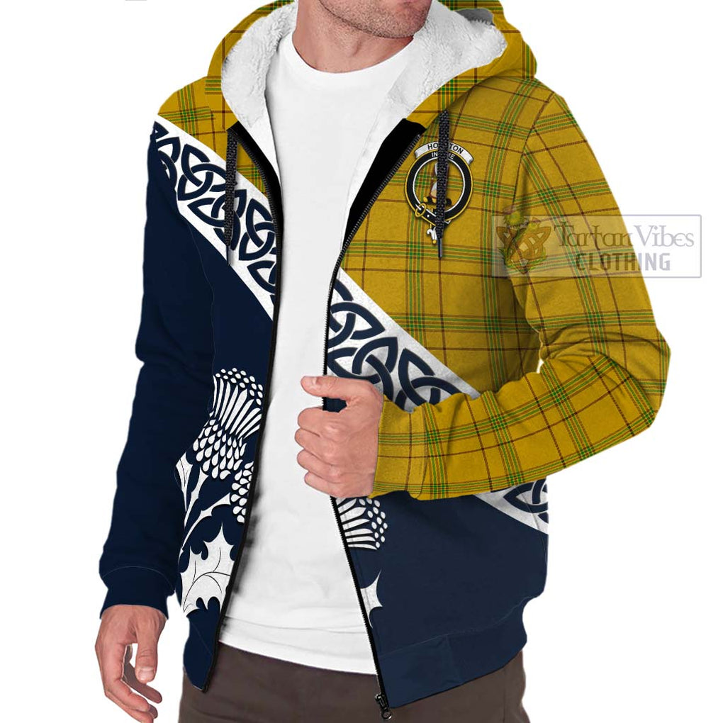 Tartan Vibes Clothing Houston Tartan Sherpa Hoodie Featuring Thistle and Scotland Map