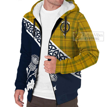 Houston Tartan Sherpa Hoodie Featuring Thistle and Scotland Map