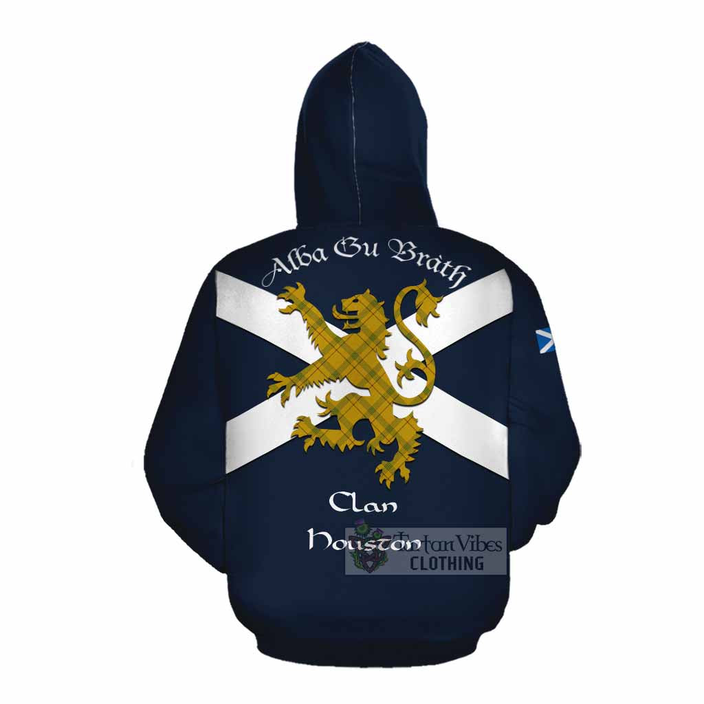 Tartan Vibes Clothing Houston Tartan Lion Rampant Cotton Hoodie Proudly Display Your Heritage with Alba Gu Brath and Clan Name