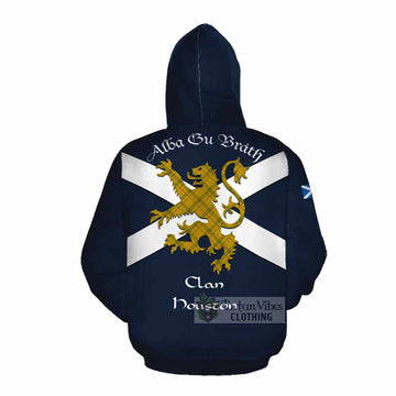 Houston Tartan Lion Rampant Cotton Hoodie Proudly Display Your Heritage with Alba Gu Brath and Clan Name