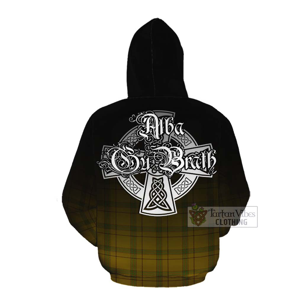 Tartan Vibes Clothing Houston Tartan Cotton Hoodie Featuring Alba Gu Brath Family Crest Celtic Inspired