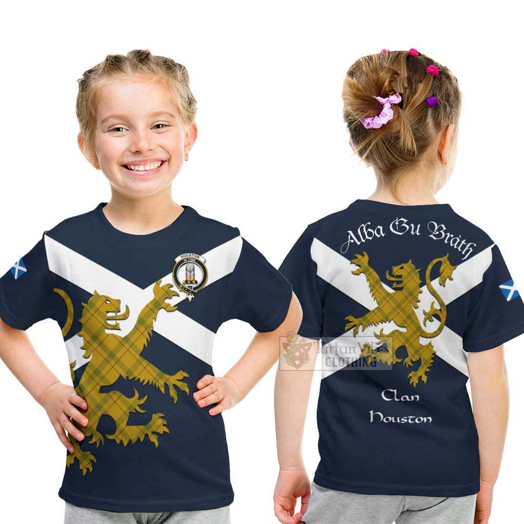 Tartan Vibes Clothing Houston Tartan Lion Rampant Kid T-Shirt – Proudly Display Your Heritage with Alba Gu Brath and Clan Name