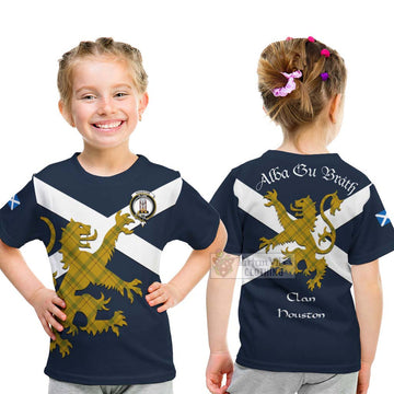 Houston Tartan Lion Rampant Kid T-Shirt Proudly Display Your Heritage with Alba Gu Brath and Clan Name