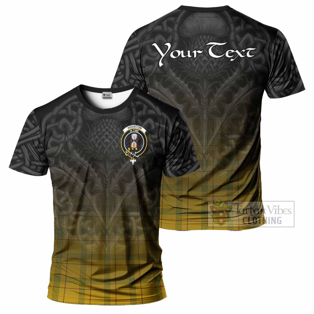 Tartan Vibes Clothing Houston Tartan T-Shirt with Family Crest Celtic Thistle Vibes