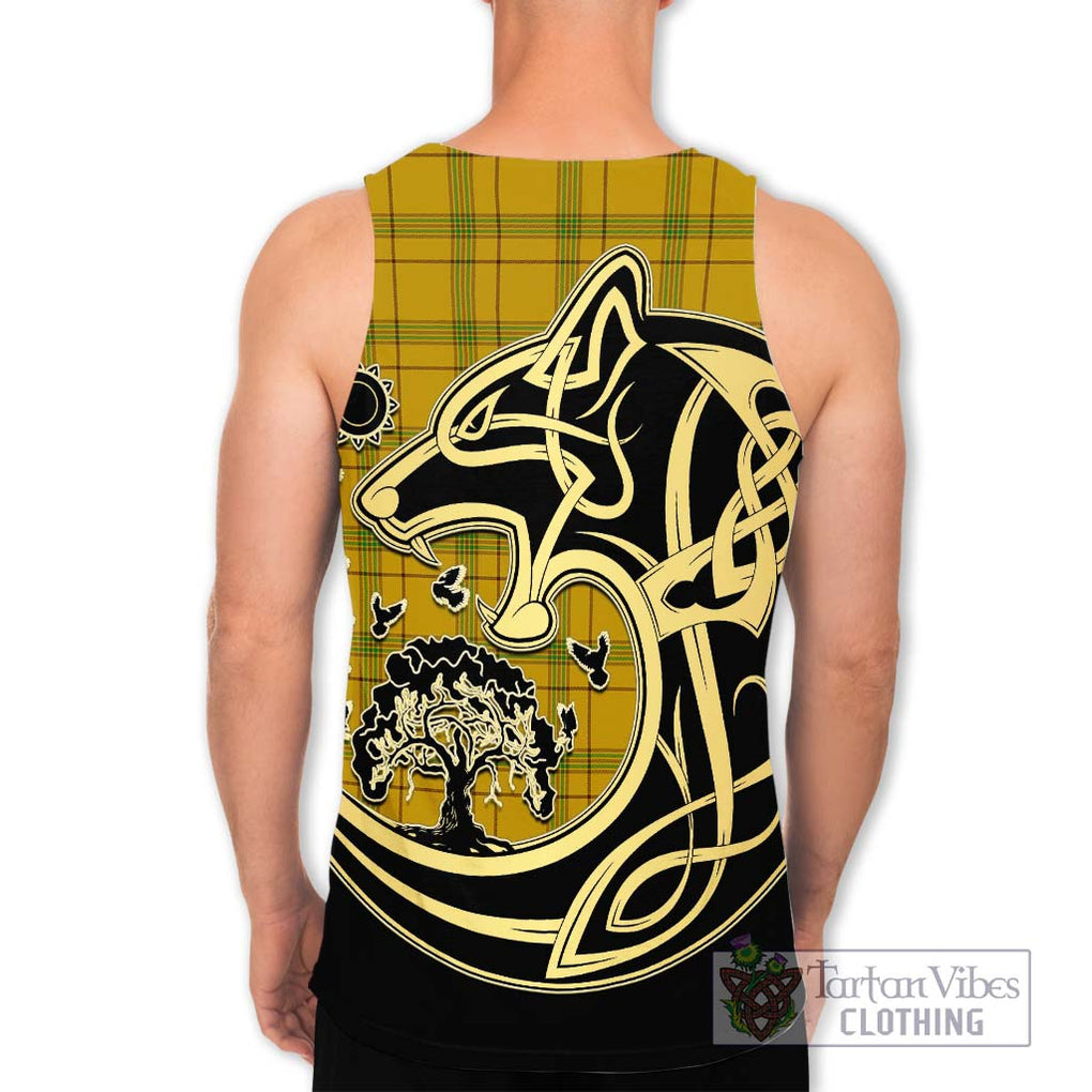 Houston Tartan Men's Tank Top with Family Crest Celtic Wolf Style - Tartan Vibes Clothing