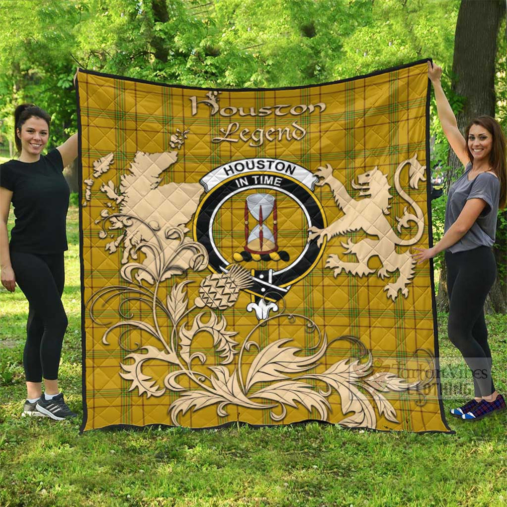 Tartan Vibes Clothing Houston Tartan Quilt with Family Crest and Scottish Symbol Style