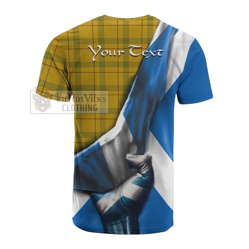 Tartan Vibes Clothing Houston Tartan Cotton T-shirt with Family Crest Scotland Patriotic Style