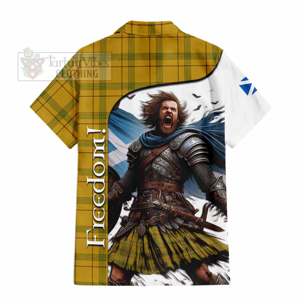 Tartan Vibes Clothing Houston Crest Tartan Short Sleeve Button Shirt Inspired by the Freedom of Scottish Warrior