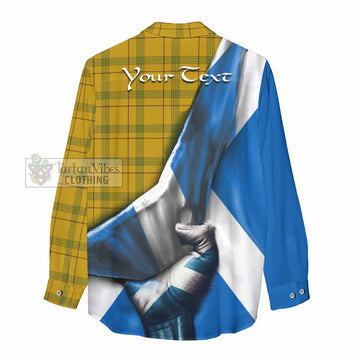 Houston Tartan Women's Casual Shirt with Family Crest Scotland Patriotic Style