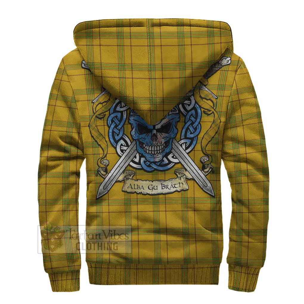 Tartan Vibes Clothing Houston Tartan Sherpa Hoodie with Family Crest Celtic Skull Style