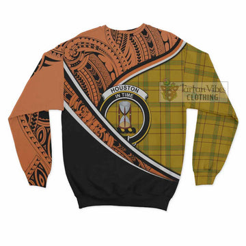 Houston Crest Tartan Sweatshirt with Polynesian Vibes Style - Orange Version