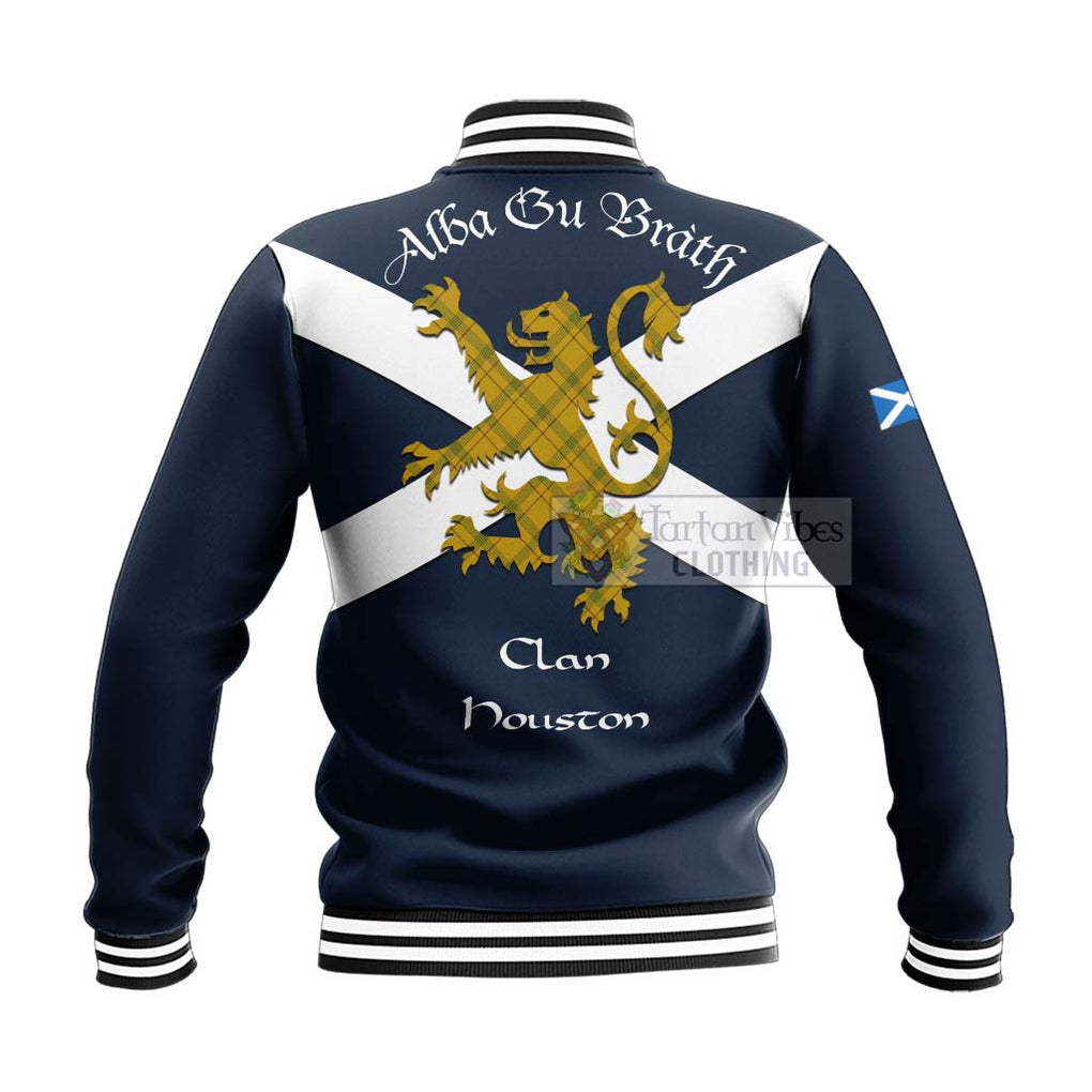 Tartan Vibes Clothing Houston Tartan Lion Rampant Baseball Jacket – Proudly Display Your Heritage with Alba Gu Brath and Clan Name