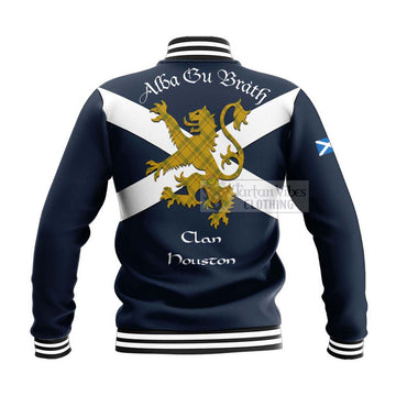 Houston Tartan Lion Rampant Baseball Jacket  Proudly Display Your Heritage with Alba Gu Brath and Clan Name