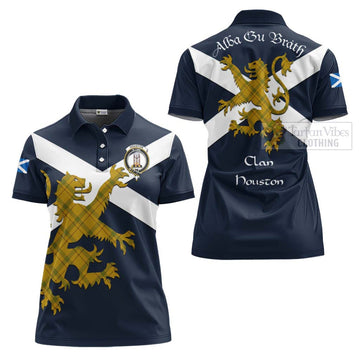 Houston Tartan Lion Rampant Women's Polo Shirt Proudly Display Your Heritage with Alba Gu Brath and Clan Name