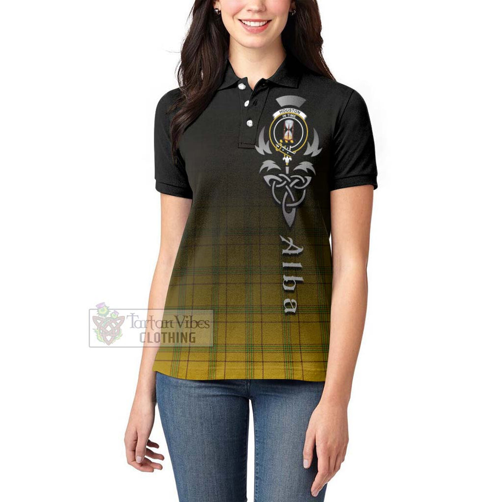 Tartan Vibes Clothing Houston Tartan Women's Polo Shirt Featuring Alba Gu Brath Family Crest Celtic Inspired