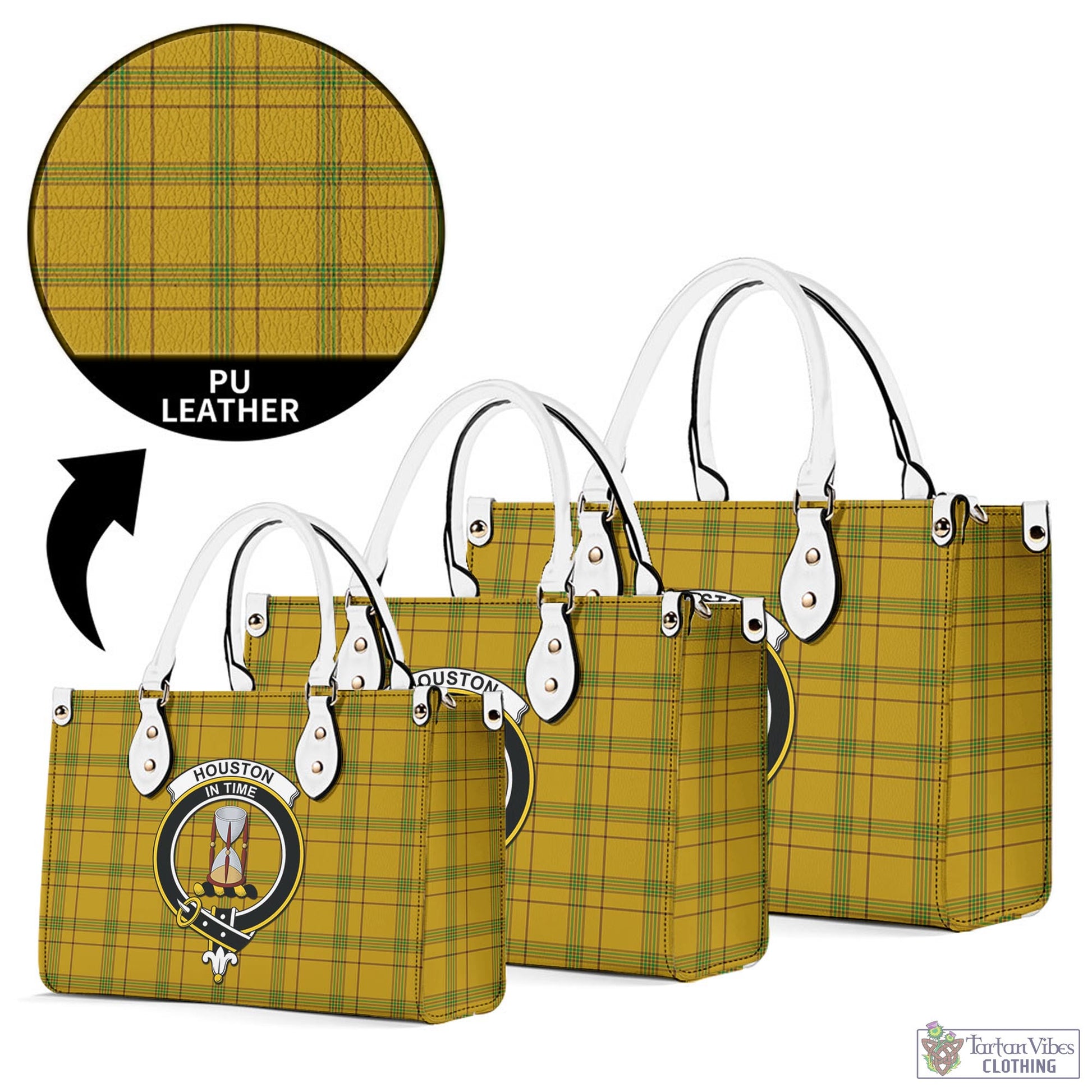 Tartan Vibes Clothing Houston Tartan Luxury Leather Handbags with Family Crest