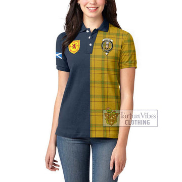 Houston Tartan Women's Polo Shirt Alba with Scottish Lion Royal Arm Half Style