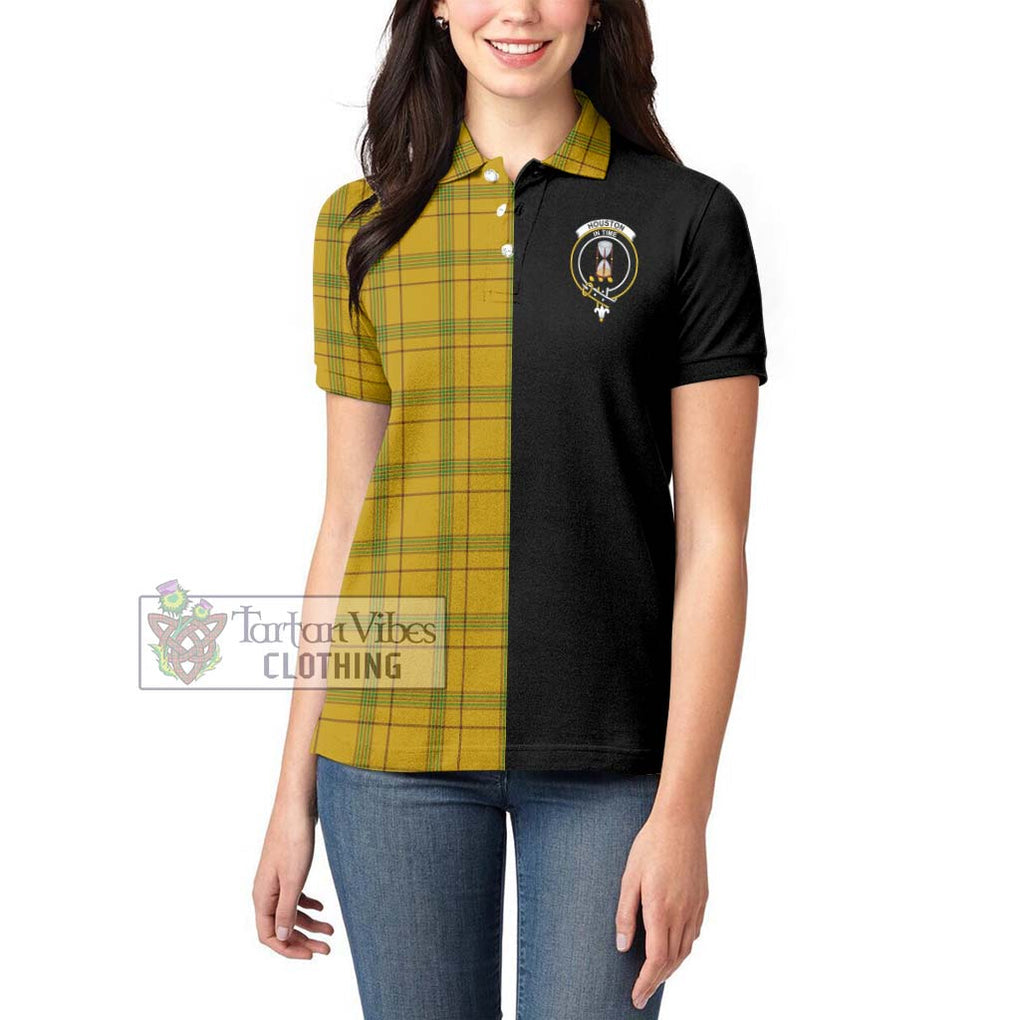 Houston Tartan Women's Polo Shirt with Family Crest and Half Of Me Style - Tartanvibesclothing Shop