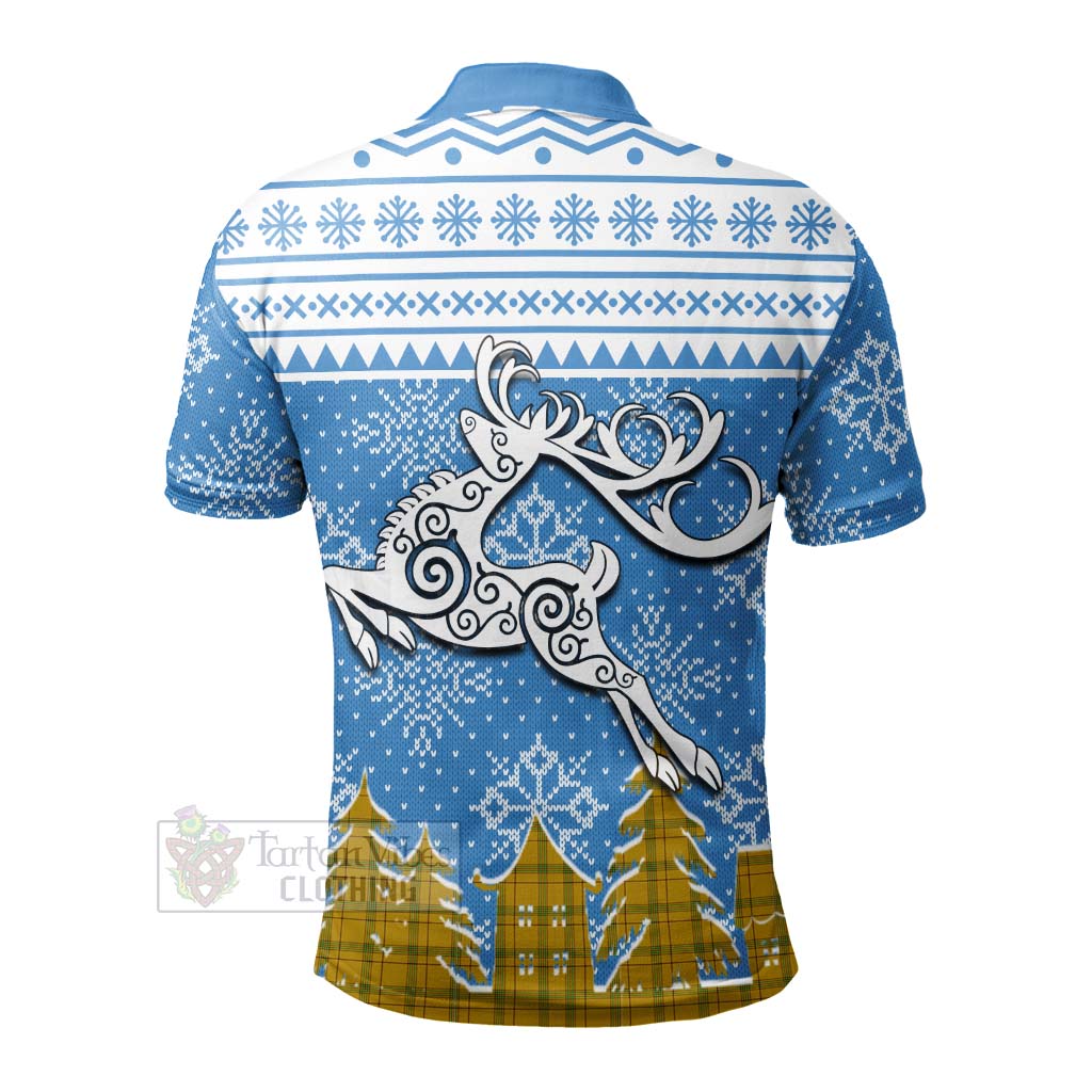 Tartan Vibes Clothing Houston Clan Christmas Polo Shirt Celtic Reindeer Style