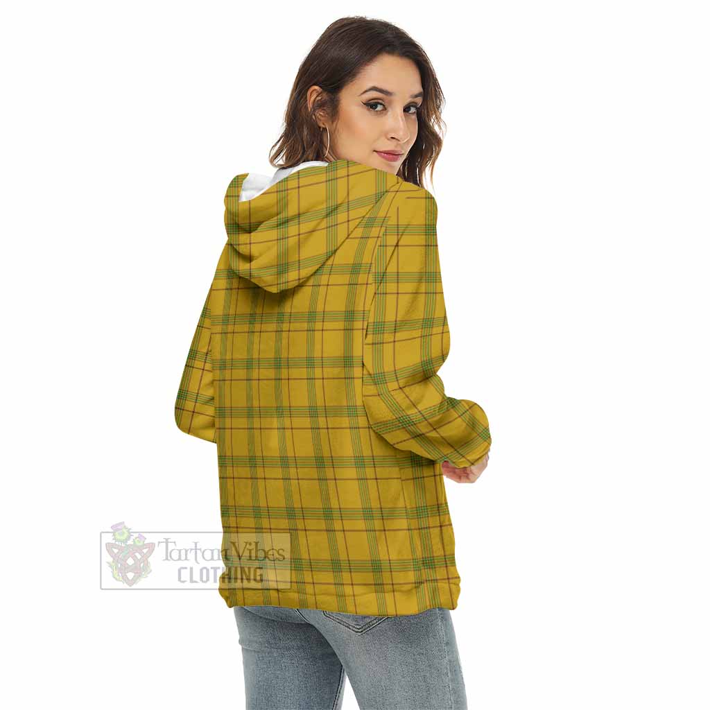 Tartan Vibes Clothing Houston Tartan Crest Women's Borg  Half Zip Fleece Hoodie