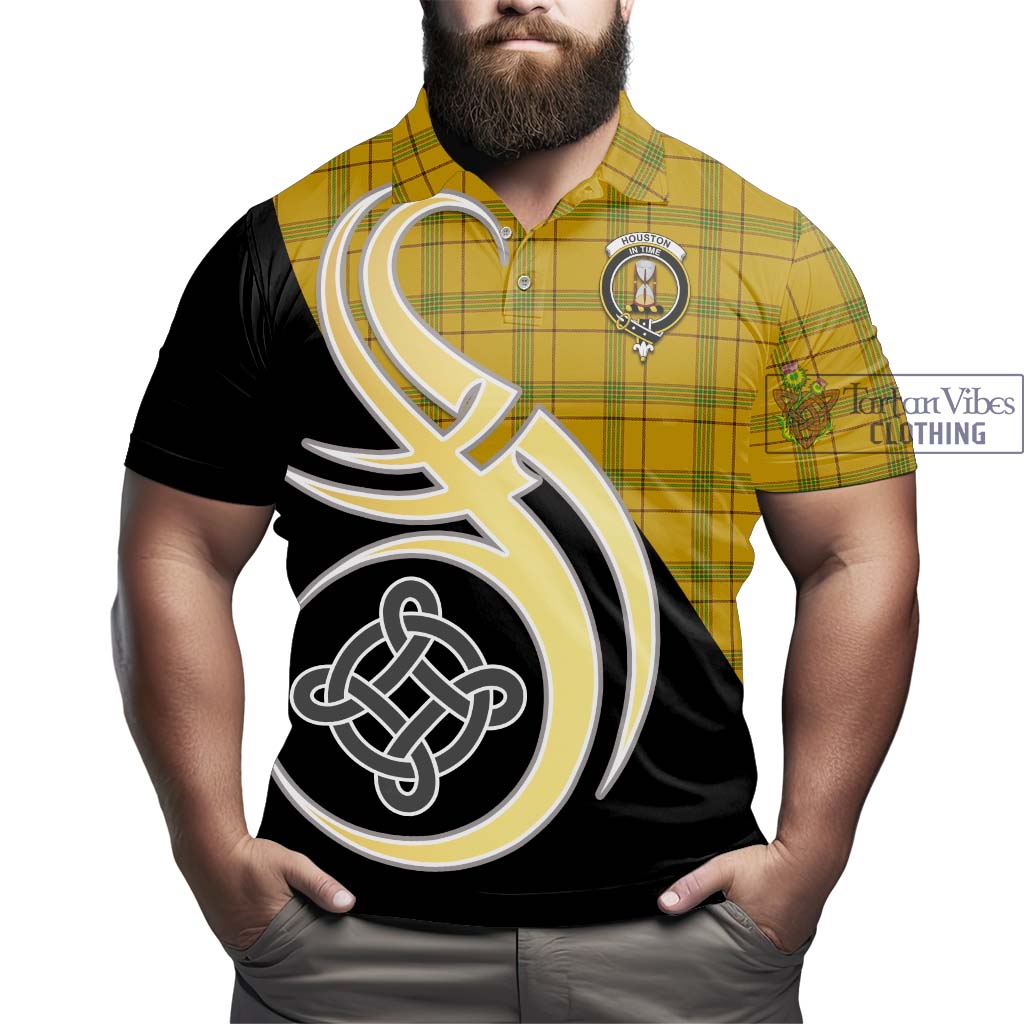 Houston Tartan Polo Shirt with Family Crest and Celtic Symbol Style - Tartan Vibes Clothing