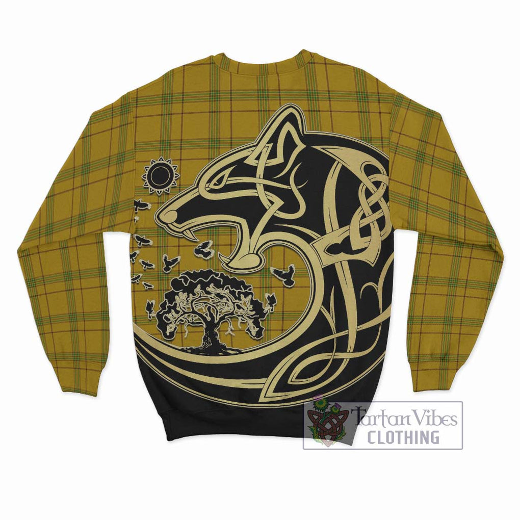 Houston Tartan Sweatshirt with Family Crest Celtic Wolf Style - Tartan Vibes Clothing