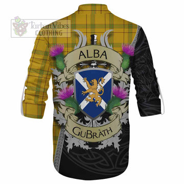 Houston Tartan Family Crest Ghillie Kilt Shirt Lion Rampant Royal Thistle Shield Celtic Inspired - Tartan Vibes Clothing