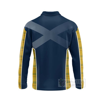 Houston Tartan Long Sleeve Polo Shirt with Family Crest and Scottish Thistle Vibes Sport Style