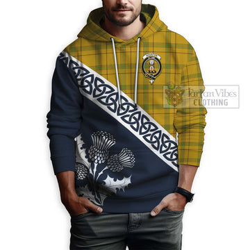 Houston Tartan Hoodie Featuring Thistle and Scotland Map