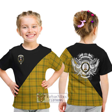 Houston Tartan Kid T-Shirt with Family Crest and Military Logo Style