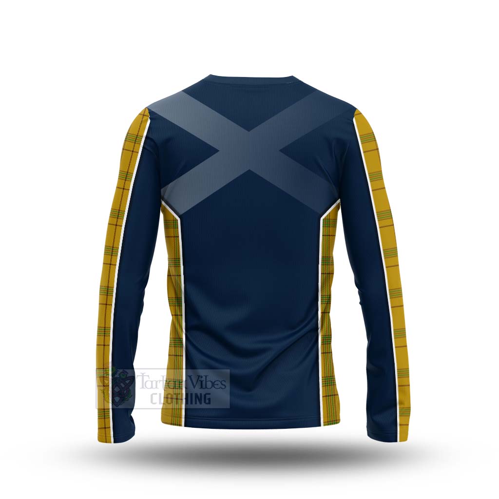 Tartan Vibes Clothing Houston Tartan Long Sleeve T-Shirt with Family Crest and Scottish Thistle Vibes Sport Style