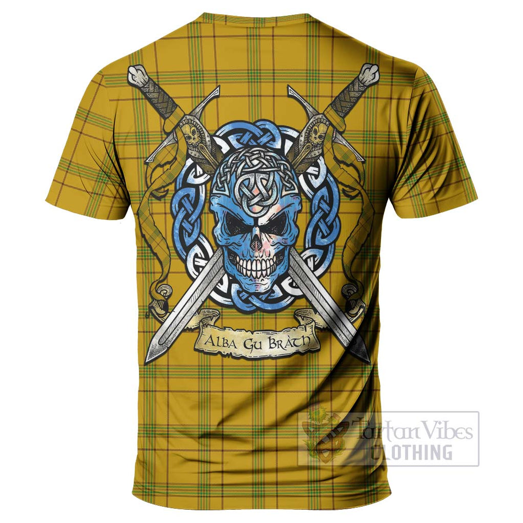 Tartan Vibes Clothing Houston Tartan T-Shirt with Family Crest Celtic Skull Style