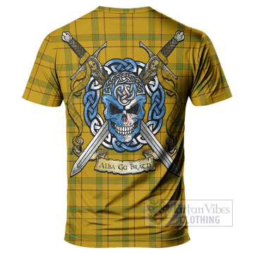 Houston Tartan T-Shirt with Family Crest Celtic Skull Style