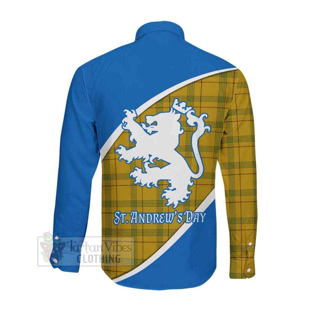 Tartan Vibes Clothing Houston Family Crest Tartan Long Sleeve Button Shirt Celebrate Saint Andrew's Day in Style