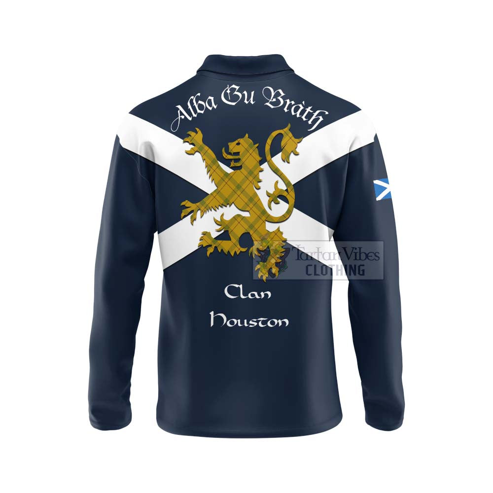 Tartan Vibes Clothing Houston Tartan Lion Rampant Long Sleeve Polo Shirt – Proudly Display Your Heritage with Alba Gu Brath and Clan Name