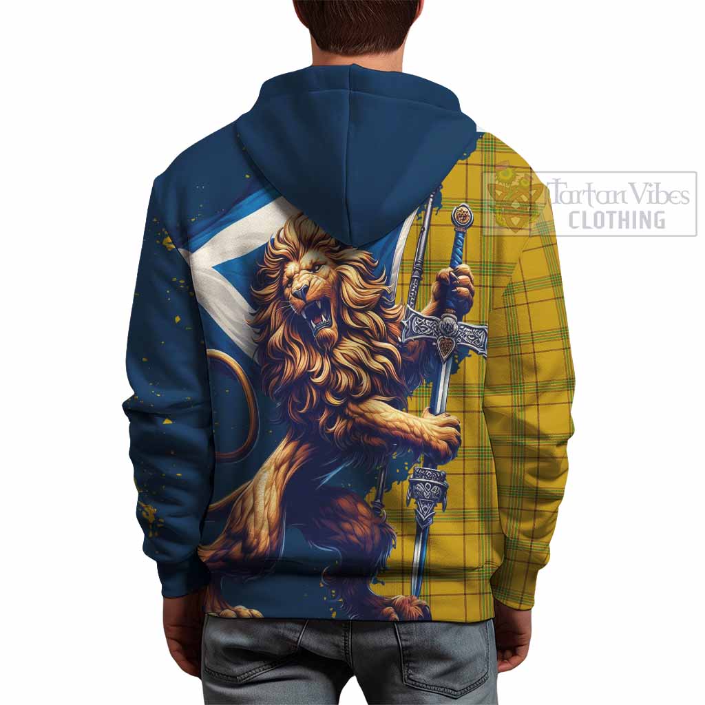 Tartan Vibes Clothing Houston Tartan Family Crest Hoodie with Scottish Majestic Lion