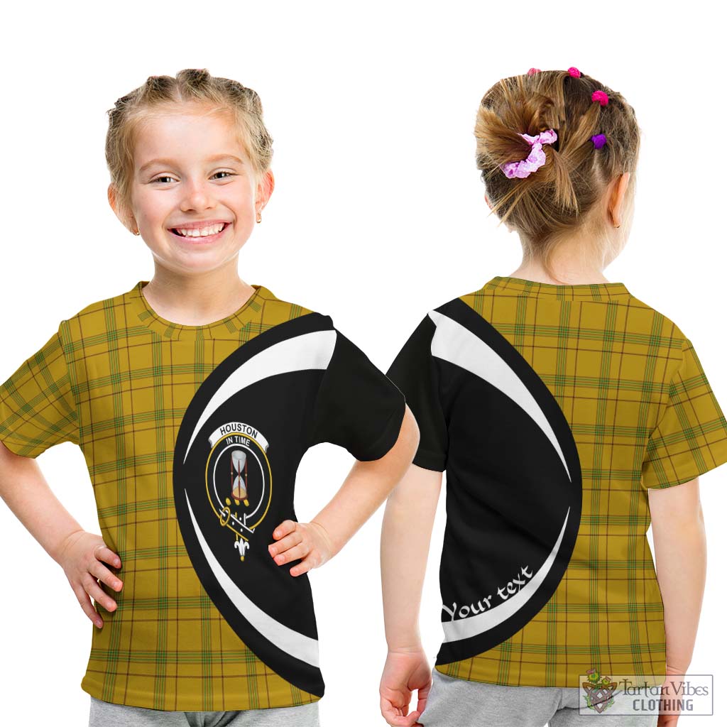 Houston Tartan Kid T-Shirt with Family Crest Circle Style - Tartan Vibes Clothing