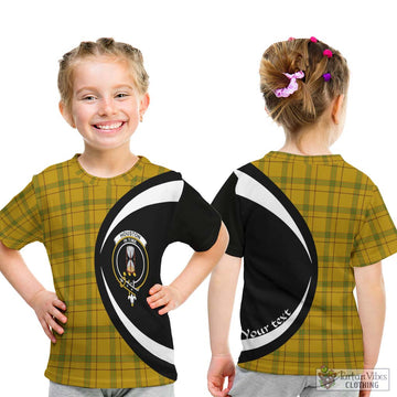 Houston Tartan Kid T-Shirt with Family Crest Circle Style