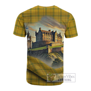 Houston Tartan Family Crest Cotton T-shirt with Scottish Ancient Castle Style - Tartan Vibes Clothing