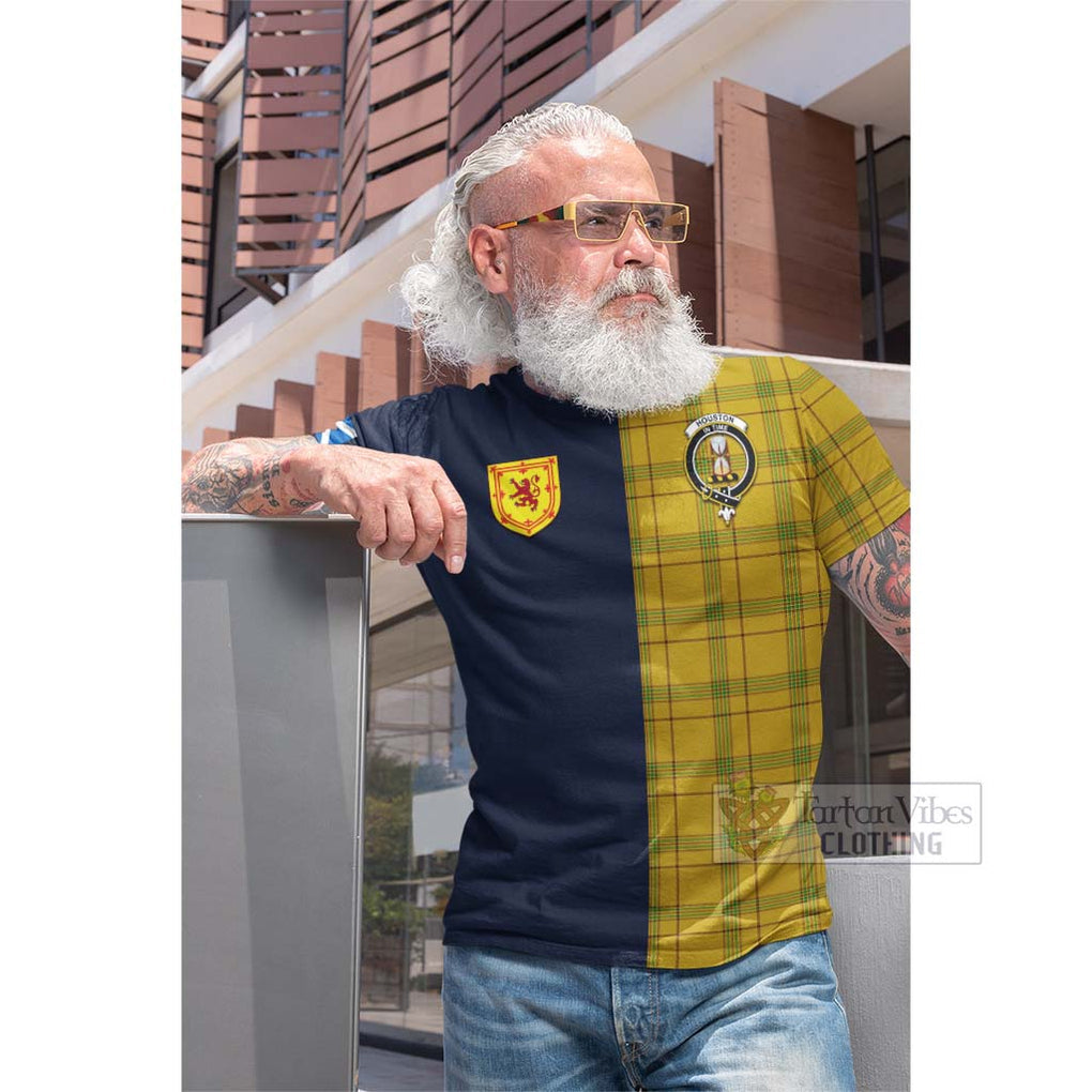 Tartan Vibes Clothing Houston Tartan Cotton T-shirt with Scottish Lion Royal Arm Half Style