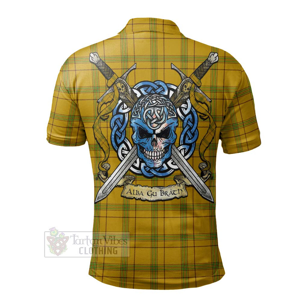 Tartan Vibes Clothing Houston Tartan Polo Shirt with Family Crest Celtic Skull Style