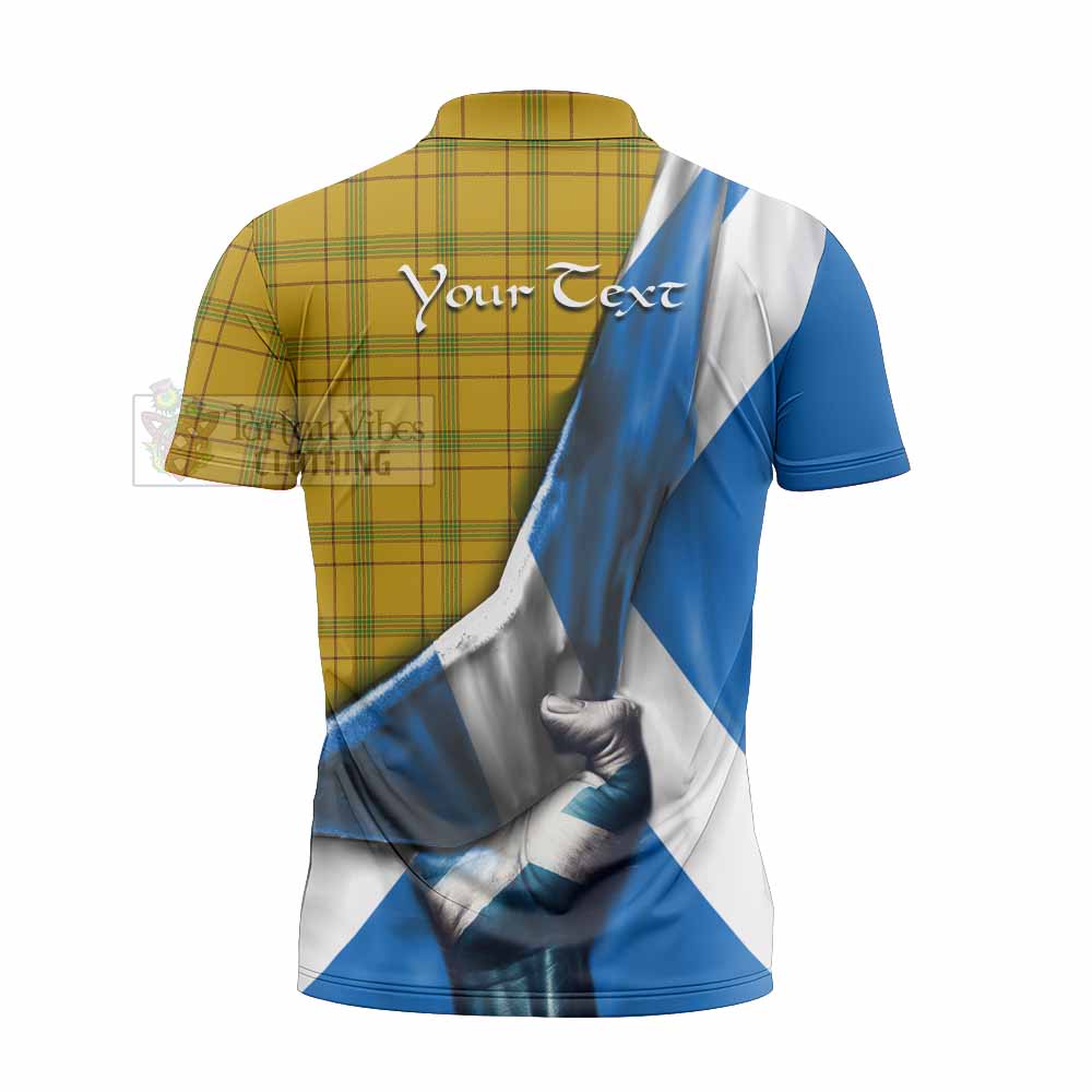 Tartan Vibes Clothing Houston Tartan Zipper Polo Shirt with Family Crest Scotland Patriotic Style