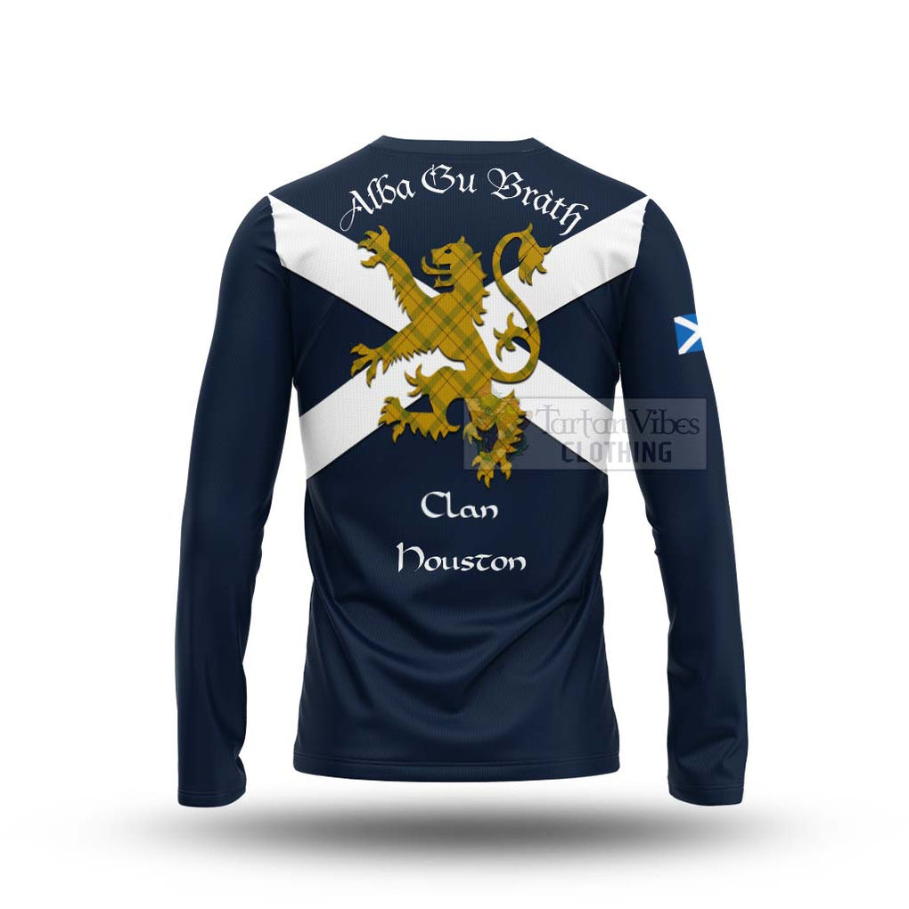 Tartan Vibes Clothing Houston Tartan Lion Rampant Long Sleeve T-Shirt – Proudly Display Your Heritage with Alba Gu Brath and Clan Name