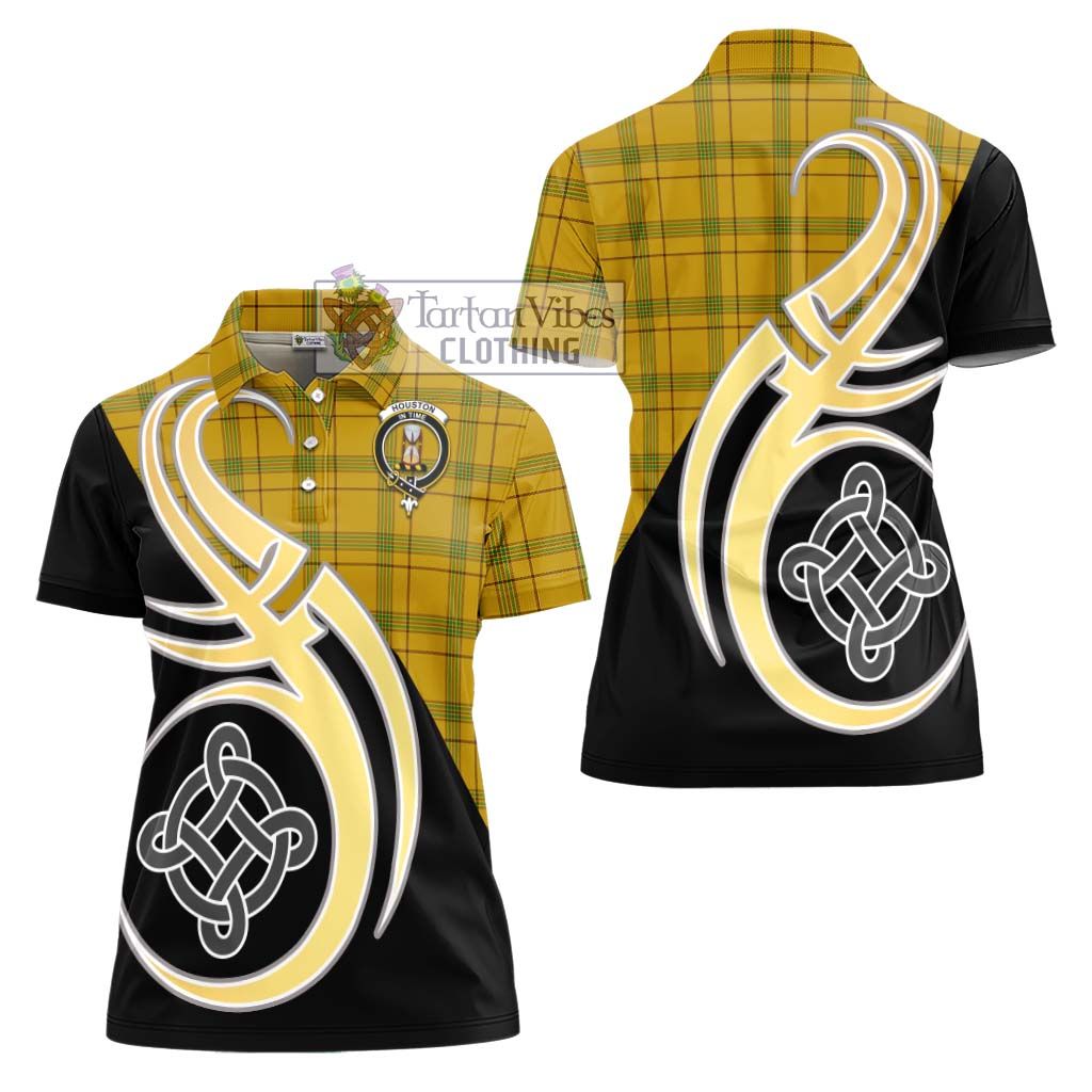 Houston Tartan Women's Polo Shirt with Family Crest and Celtic Symbol Style - Tartan Vibes Clothing