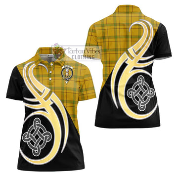 Houston Tartan Women's Polo Shirt with Family Crest and Celtic Symbol Style