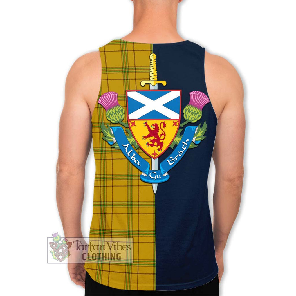 Tartan Vibes Clothing Houston Tartan Men's Tank Top with Scottish Lion Royal Arm Half Style