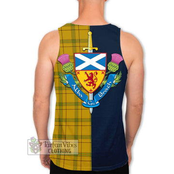 Houston Tartan Men's Tank Top Alba with Scottish Lion Royal Arm Half Style