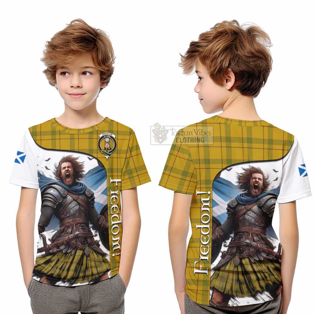 Tartan Vibes Clothing Houston Crest Tartan Kid T-Shirt Inspired by the Freedom of Scottish Warrior