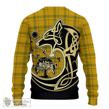 Houston Tartan Ugly Sweater with Family Crest Celtic Wolf Style